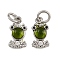 Brass Micro Pave Cubic Zirconia Pendants, Frog Charms, with Enamel, with Jump Ring, Rack Plating, Long-Lasting Plated, Lead Free & Cadmium Free, Platinum, 12x6.5x2mm, Hole: 3.5mm