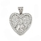 Brass Micro Pave Cubic Zirconia Pendants, Cadmium Free & Lead Free, Religion, Heart, Platinum, 18.5x18x3.5mm, Hole: 4.5x3.5mm