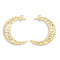 Ion Plating(IP) 201 Stainless Steel Pendants, Moon, Real 18K Gold Plated, 40x34x1.5mm, Hole: 1.5mm