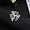 Imitation Pearl Alloy Brooch, with Crystal Rhinestone, Flower, 43x43mm