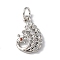Brass Micro Pave Cubic Zirconia Charms, with Jump Ring, Cadmium Free & Lead Free, Peacock Charms, Platinum, 14.5x10x2mm, Hole: 3mm