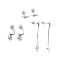 3 Pair 3 Style Enamel Evil Eye Dangle Stud Earrings, 304 Stainless Steel Lightning Bolt Tassel Earrings for Women, Stainless Steel Color, 12~46mm, Pin: 1mm, 1 Pair/style