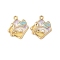 Alloy Enamel Pendants, with ABS Imitation Peals, Rhombus with Flower Charm, Rack Plating, Lead Free & Cadmium Free, Golden, 17.5x15x4mm, Hole: 1.6mm