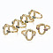 Brass Micro Pave Cubic Zirconia Cuff Rings, Open Rings, Cadmium Free & Nickel Free & Lead Free, Oval, Golden, Mixed Color, US Size 6 3/4(17.1mm)