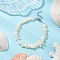 Natural White Mother of Pearl Shell Chip Bead Bracelets for Couple Friendship, Stainless Steel Color, 8-3/8 inch(21.2cm)
