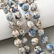 Natural Sesame Jasper Dyed Beads Strands, Faceted, Twist, with Seed Beads, Dodger Blue, 10x9~10x9~10mm, Hole: 1mm, about 33~34pcs/strand, 15.04''~15.35''(38.2~39cm)