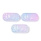Spray Painted Transparent Glass Connector Charms, Curved Rectangle Links, Light Blue, 25x12x6.5mm, Hole: 1.4mm