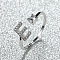 Brass Micro Pave Cubic Zirconia Cuff Rings for Women, Open Rings, Platinum, Letter E, Inner Diameter: 16~19mm