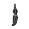 304 Stainless Steel Big Pendants, Hip-Hop Pendants, Feather with Claw, Electrophoresis Black, 58x14x8mm, Hole: 5x8mm