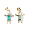 Rack Plating Brass Cubic Zirconia Pendants, with Plastic Imitation Pearls, Lead Free & Cadmium Free, Long-Lasting Plated, Boy Charm, Real 18K Gold Plated, 18x12x6mm, Hole: 3.5x4mm