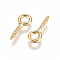 304 Stainless Steel Screw Eye Pin Peg Bails, For Half Drilled Beads, Real 18K Gold Plated, 10x4x1mm, Hole: 2mm, Pin: 1.4mm