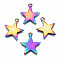 Rainbow Color Alloy Pendants, Cadmium Free & Lead Free, Star, 23x20.5x1.5mm, Hole: 2mm