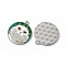 Printed Alloy Pendants, Platinum, Flat Round with Cat Charm, Green, 28x25x3mm, Hole: 1.8mm