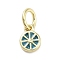 Rack Plating Brass Enamel Charms, with Jump Ring, Long-Lasting Plated, Cadmium Free & Lead Free, Lemon Slices Charm, Real 18K Gold Plated, Cadet Blue, 6x4.5x1.5mm, Hole: 3mm