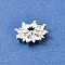 Flower Brass Clear Cubic Zirconia Bead Caps, Long-Lasting Plated, Cadmium Free & Lead Free, Rack Plating, Silver, 13.5x4mm, Hole: 2mm
