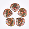 Synthetic Gold Line Regalite/Imperial Jasper/Sea Sediment Jasper Pendants, Dyed, teardrop, Orange, 40.5x40.5x7mm, Hole: 1.2mm
