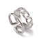 Non-Tarnish 304 Stainless Steel Cuff Rings, Hollow Out Chain Element Wide Band Ring for Women, Stainless Steel Color, 11.8mm, Inner Diameter: 17mm