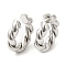 Rack Plating Brass Twist Rope Cuff Earrings for Women, Long-Lasting Plated, Lead Free & Cadmium Free, Platinum, 25x25x6mm
