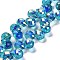 Electroplate Glass Beads Strands, Teardrop, Deep Sky Blue, 10~11x8mm, Hole: 1mm, about 93pcs/strand, 62cm
