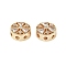 Brass Micro Pave Clear Cubic Zirconia Beads, Cadmium Free & Nickel Free & Lead Free, Flat Round with Flower, Real 18K Gold Plated, 10.5x5mm, Hole: 1.6mm