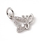 Brass Micro Pave Clear Cubic Zirconia Butterfly Charms, with Open Jump Rings, Cadmium Free & Lead Free, Platinum, 10x12x2mm, Jump Ring: 4.5x0.7mm, Inner Diameter: 3mm