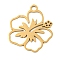 Ion Plating(IP) 304 Stainless Steel Pendants, Laser Cut, Golden, Flower, 24.5x22x1mm, Hole: 2.5mm