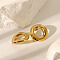 Simple Stainless Steel Stud Earrings, Golden, Ring, 29x28mm