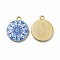 Alloy Printed Pendants, Cadmium Free & Nickel Free & Lead Free, Flat Round, Cornflower Blue, 21.5x18x3mm, Hole: 1.8mm