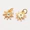 Brass Micro Pave Grade AAA Cubic Zirconia Charms, Long-Lasting Plated, Flower, Cadmium Free & Nickel Free & Lead Free, Real 18K Gold Plated, 12x11x2mm, Hole: 3mm