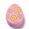 Easter Egg with Flower Silicone Beads, Pink, 29.5x23x9.5mm, Hole: 2.5mm