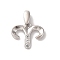 925 Sterling Silver Micro Pave Clear Cubic Zirconia Pendants, Constellation Charms, Platinum, Rhodium Plated, with 925 Stamp, Aries, 12x14.5x1.5mm, Hole: 4x2mm