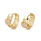 Brass Micro Pave Cubic Zirconia Hoop Earring, Heart, Light Gold, 17.5x8mm