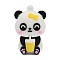 PVC Plastic Pendants, Panda Drinking Tea Drinks, Yellow, 44x28.5x21.5mm