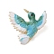 Bird Rhinestone Enamel Pins, Alloy Lapel Pins for Backpack Clothes, with Glitter Powder, Dark Turquoise, 39x41mm