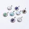 Natural & Synthetic Mixed Stone Pendants, with Brass Findings, Sun, Platinum, 31.3x27.5x10mm, Hole: 5x7mm