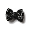 Polymer Clay Rhinestone Beads, Bowknot Focals Beads for Jewelry Keychain Making, Black, 21.5~22mmx30mmx9.5~10.5mm, Hole: 1.8mm