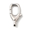 Brass Lobster Claw Clasps, Long-Lasting Plated, Lead Free & Cadmium Free, Rack Plating, Oval, Platinum, 15x8x3.5mm, Hole: 2x2.5mm