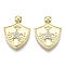 Brass Micro Pave Cubic Zirconia Pendants, Nickel Free, Chevron, Real 16K Gold Plated, Clear, 25x19x5mm, Hole: 2.5mm