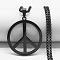Stainless Steel Peace Sign Pendant Necklaces, Rock and Roll Style, Black, 23.62 inch(60cm)