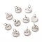 Brass Charms, Long-Lasting Plated, with Jump Rings, Flat Round with Word Love, for Valentine's Day, Antique Silver, 8.5x1mm, Jump Ring: 4x0.5mm, Inner Diameter: 2.5mm 