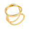Geometric Stainless Steel Finger Rings, Golden, 22mm, Inner Diameter: 17mm
