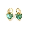Brass Micro Pave Cubic Zirconia Charms, Long-Lasting Plated, Real 18K Gold Plated, Heart, Medium Turquoise, 8x5x3.5mm, Hole: 3mm