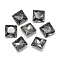 Pointed Back Glass Rhinestone Cabochons, Back Plated, Faceted, Square, Gray, 8x8x3.5mm