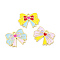 Rack Plating Alloy Pendants, with Enamel, Cadmium Free & Nickel Free & Lead Free, Bowknot Charm, Light Gold, Mixed Color, 17.5x23x1mm, Hole: 1.8mm