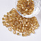 6/0 Two Cut Glass Seed Beads, Hexagon, Silver Lined, Orange, 3.5~5x3.5~4mm, Hole: 1mm, about 4500pcs/bag