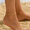 Brass Heart Hollow Round Pendant Anklets for Women Daily Casual Jewelry, Golden, 8-1/2 inch(215mm)