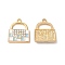 Alloy Enamel Pendants, with Glass Rhinestone, Cadmium Free & Nickel Free & Lead Free, Golden, Handbag Charm, Sky Blue, 19.5x16.5x3.5mm, Hole: 1.8mm