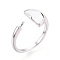Half Round Shape Brass Shell Cuff Ring Settings, for Half Drilled Beads, Cadmium Free & Nickel Free & Lead Free, Real Platinum Plated, Pin: 1mm, 12mm, Inner Diameter: 17mm