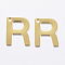 304 Stainless Steel Charms, Letter.R, Real 18K Gold Plated, 11x9x0.8mm, Hole: 1mm