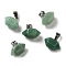 Natural Green Aventurine Pointed Pendants, Faceted Bullet Charms, with Platinum Tone Iron Snap on Bails, 12.5~13x15.5~17x9~10mm, Hole: 7x3.5mm